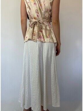 White Embroidered Broderie Anglaise Picnic Casual Vintage Maxi Skirt